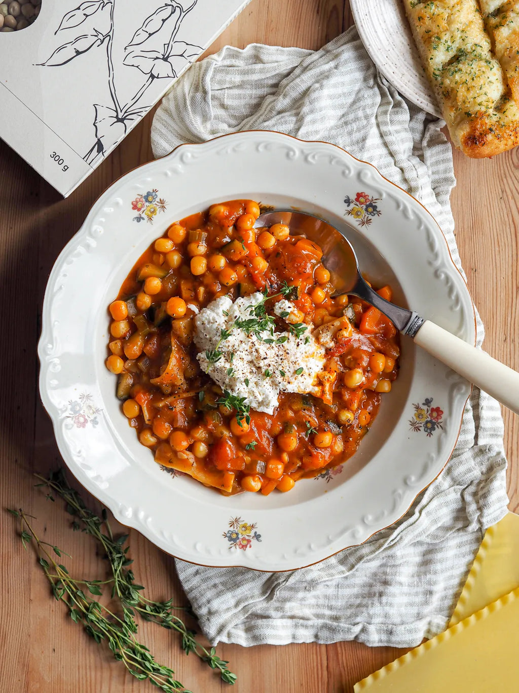 Vegetarisk one pot lasagnesuppe med Ingrid ærter
