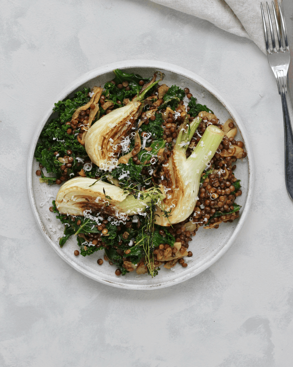 Karamelliseret fennikel med Anicia linser og citron