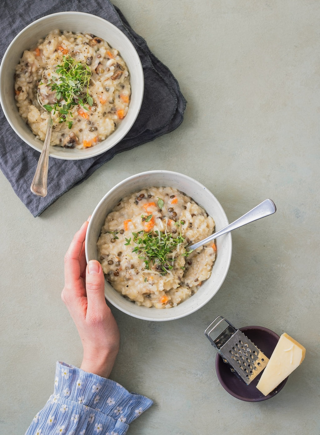 Risotto med Anicia linser, svampe og gulerødder 