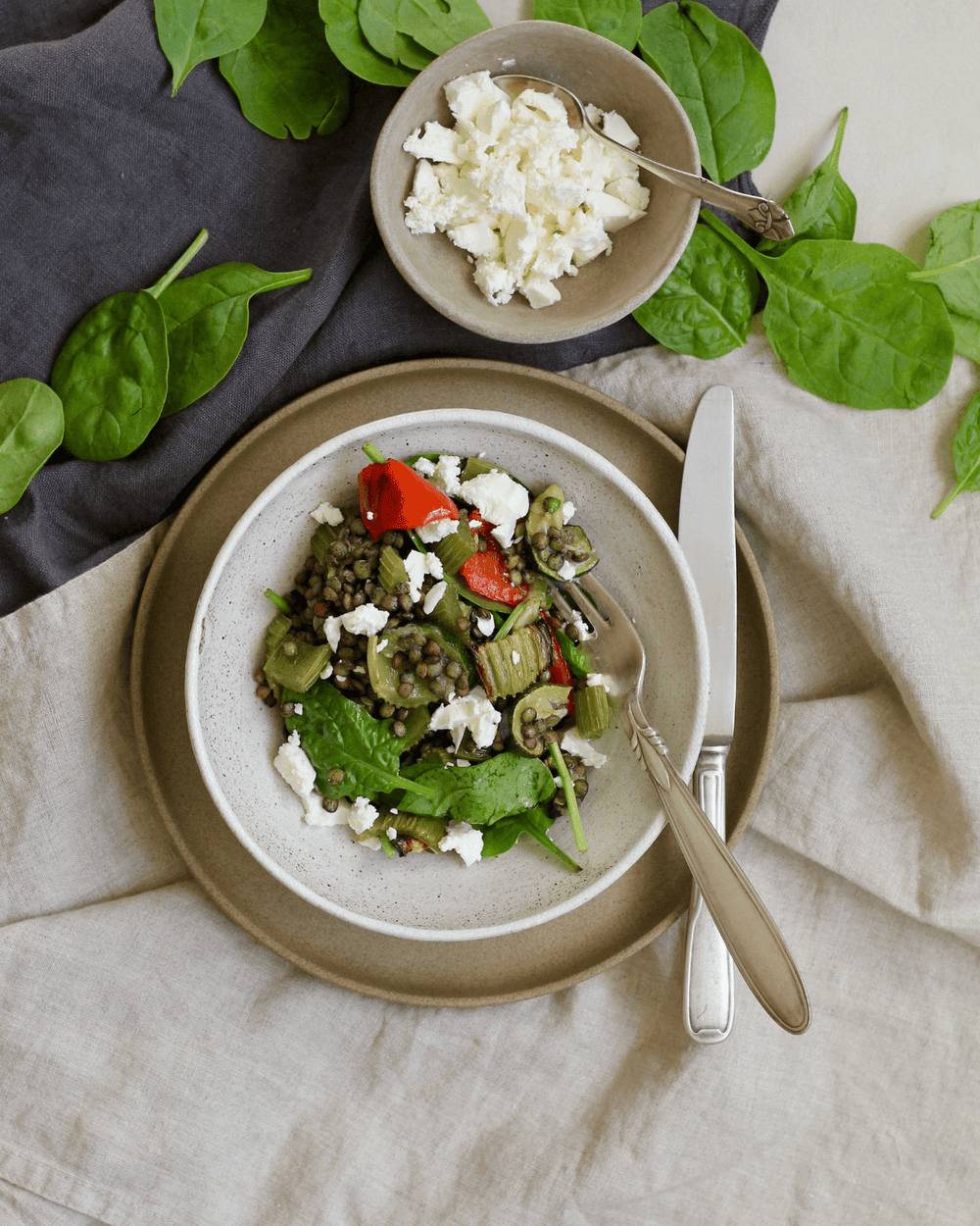 Salat med Anicia linser og ovnbagte grøntsager