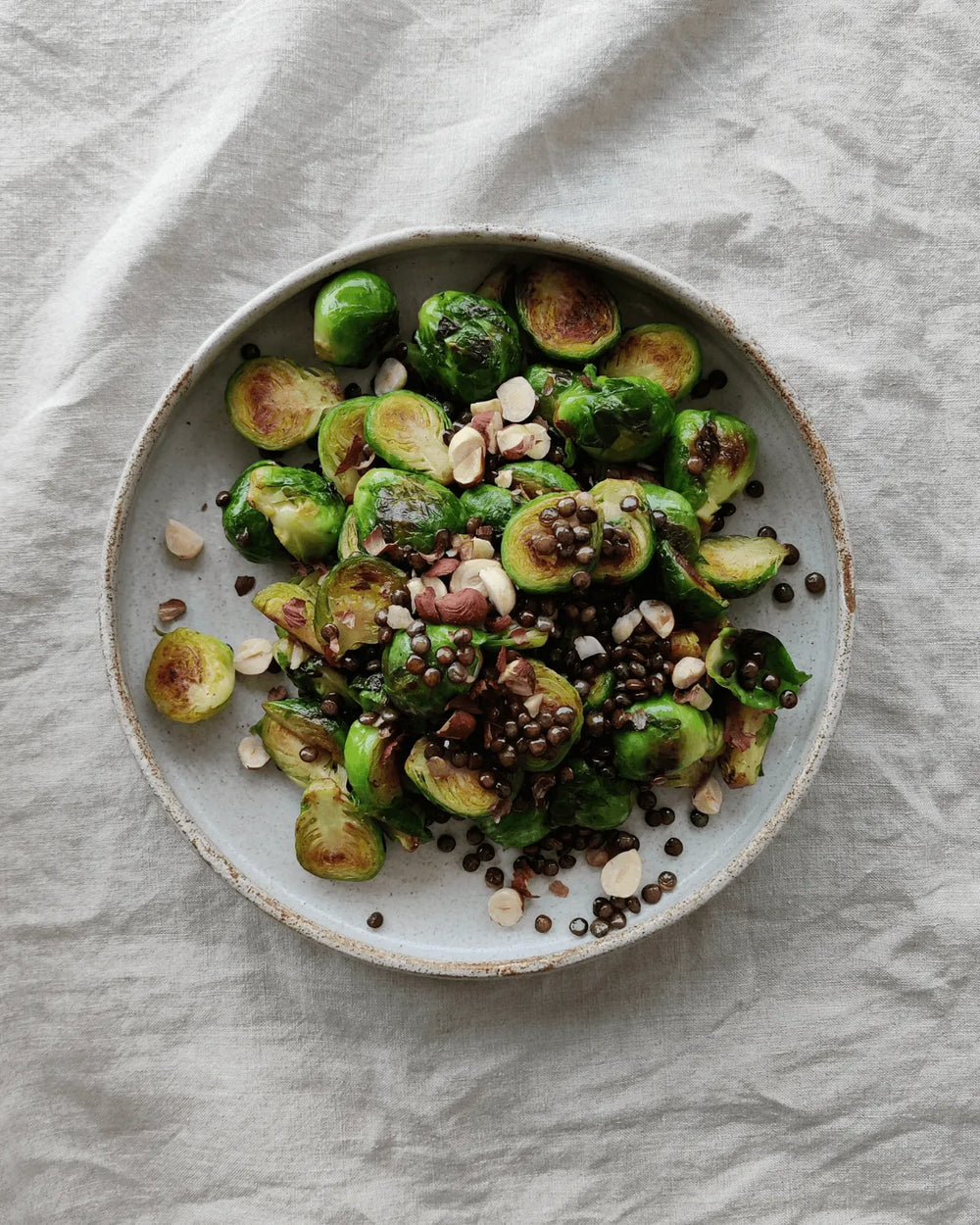 Smørstegte rosenkål med Anicia linser