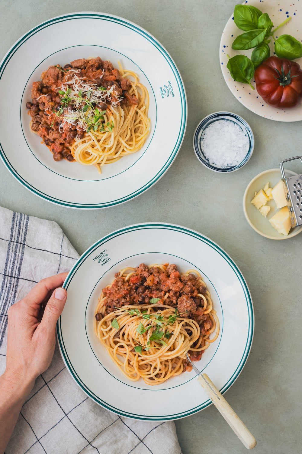 Spaghetti bolognese med gråærter