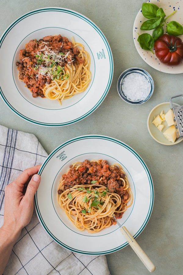 Spaghetti bolognese med gråærter
