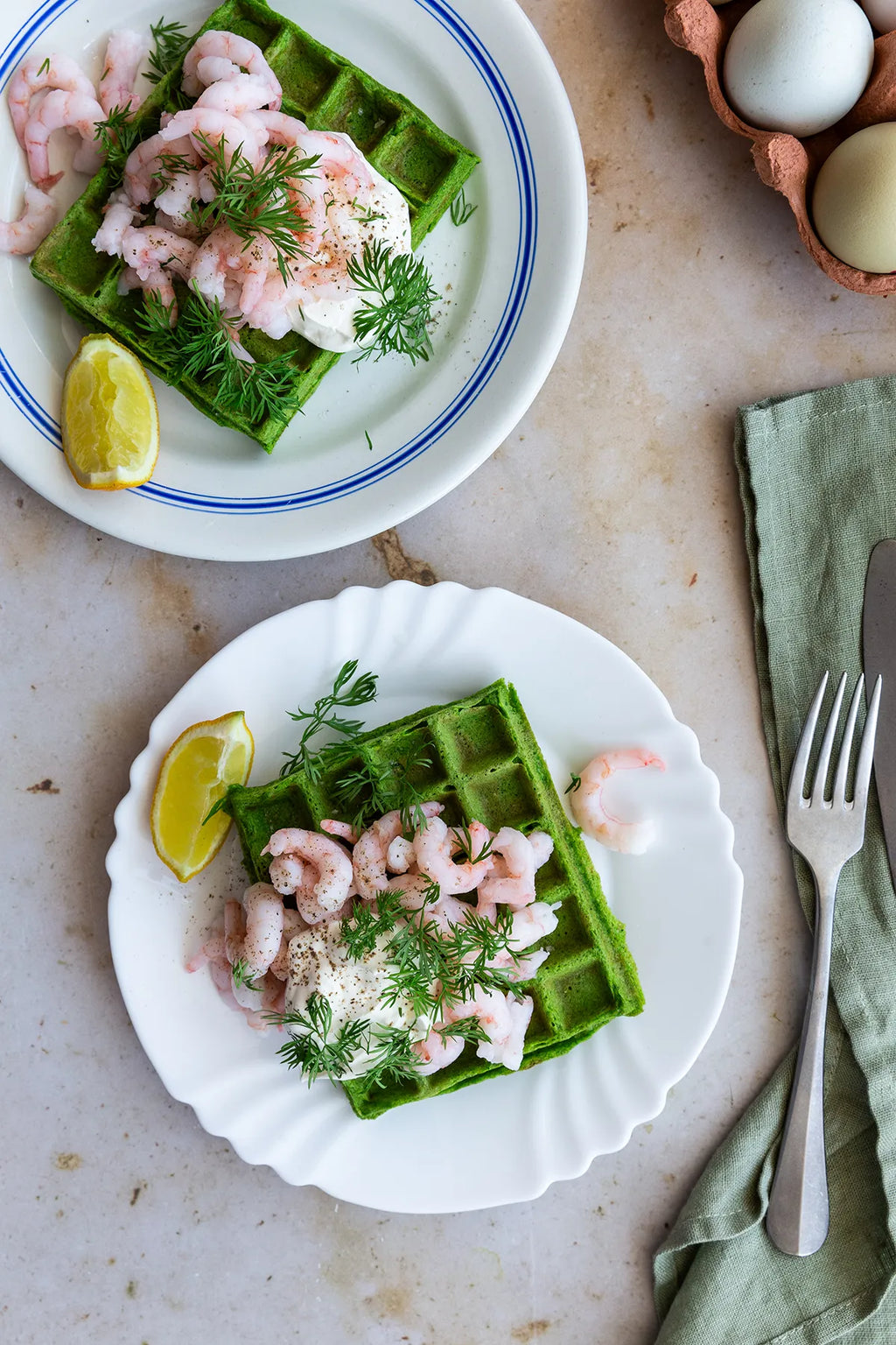 Spinatvafler med Ingrid ærter