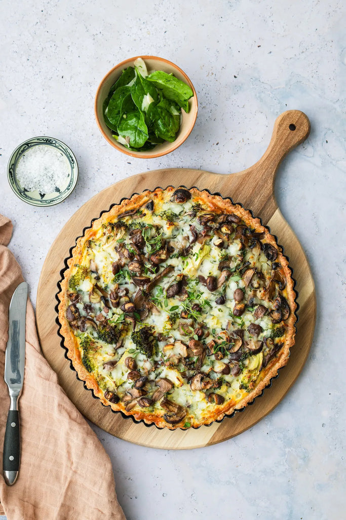 Tærte med broccoli, hytteost og hestebønner 