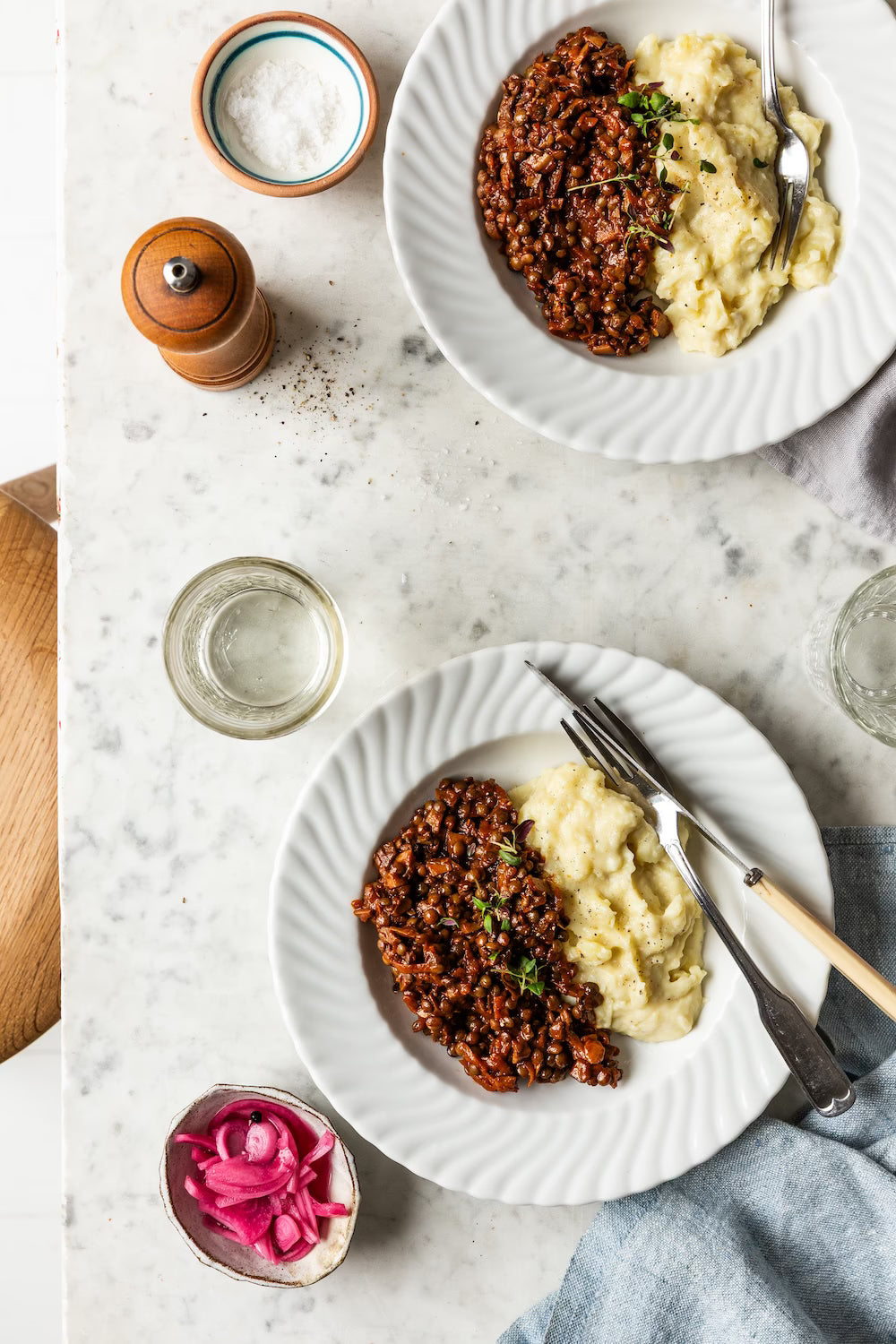 Vegetarisk millionbøf med Anicia linser og kartoffelmos