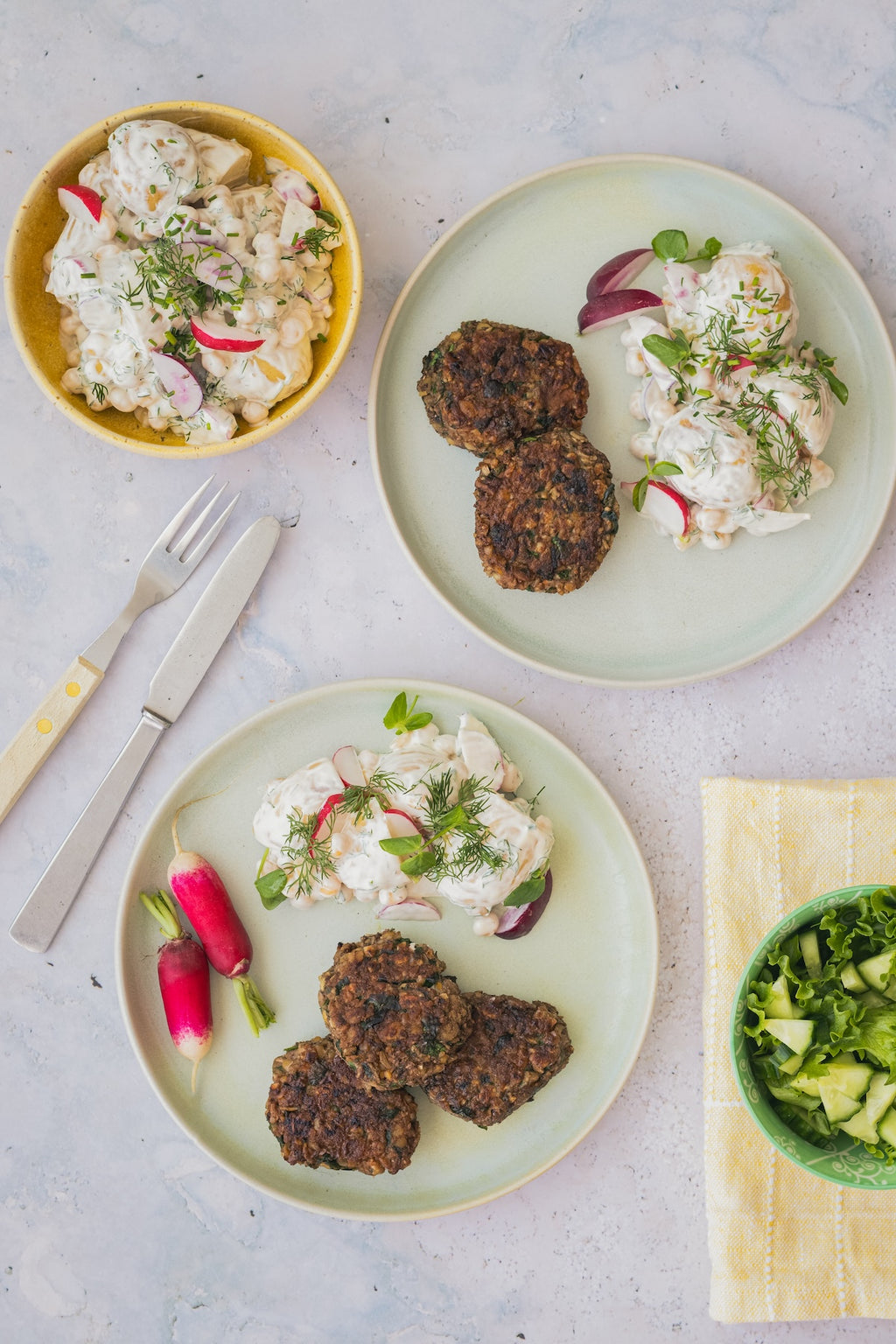 Svampefrikadeller med Ingrid ærter